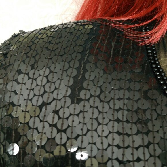 Vintage 80s Stenay Sequin Silk Top Blouse Size S M Black Gold Bronze Cocktail - Picture 6 of 12